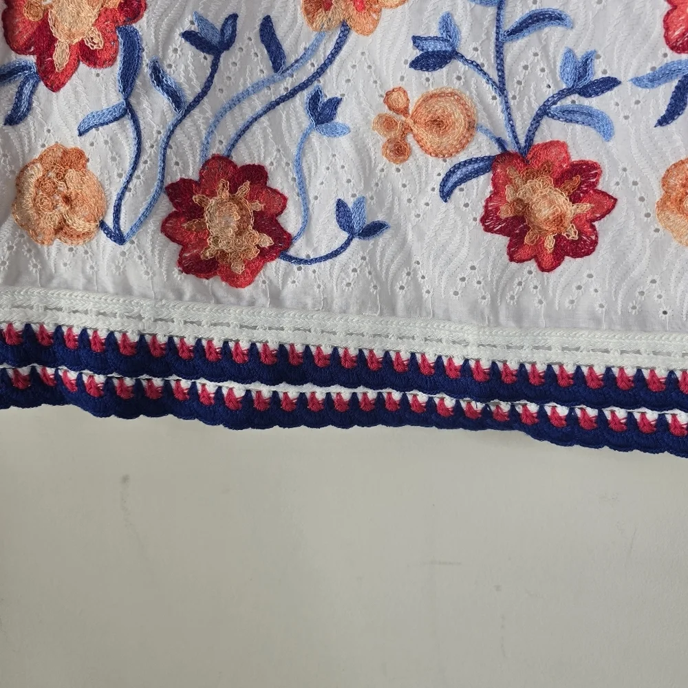 NWT Tahari ASL Floral Embroidered Trapeze Dress Size 6 Ivory Multi Square Neck - Picture 4 of 15